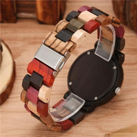 Wooden Fashionable Women Watch with All Wood Strap Quartz Analog Colorful main image 6